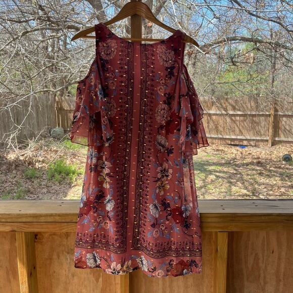 Laundry By Shelli Segal Dresses & Skirts - Laundry By Shelly Segal Baked Peach Floral Cold Shoulder Mini Dress Size 6. NEW
